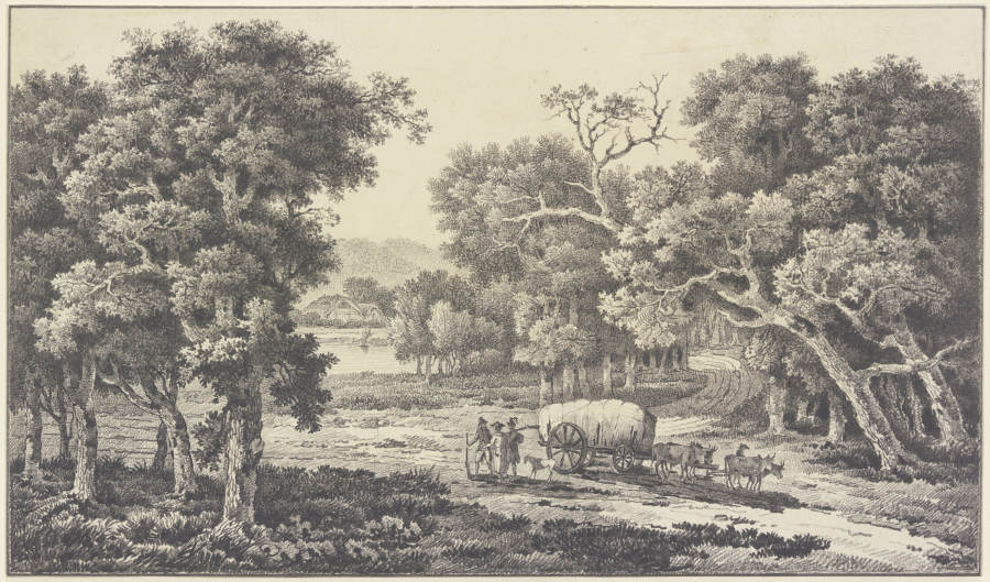 Waldlandschaft mit einem Güterwagen von Nicolas Joseph Vergnaux