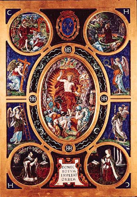Altarpiece of Sainte-Chapelle, depicting the Resurrection enamelled by Leonard Limosin (1505-76) 155 von Nicolo dell' Abate