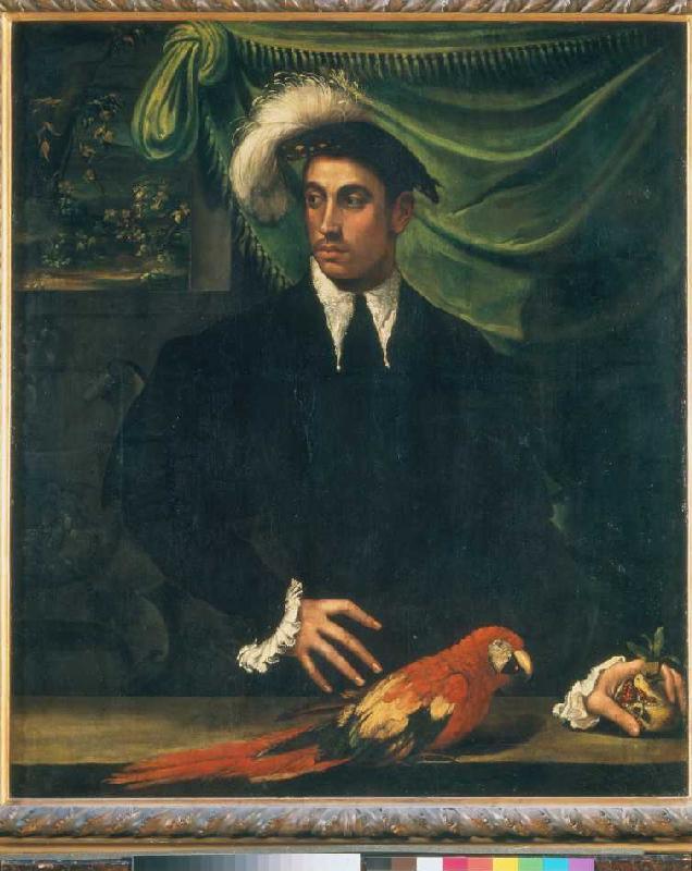 Mann mit Papagei. von Nicoló dell'Abate