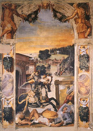 Ruggero flieht aus der Burg der Alcina von Nicoló dell'Abate