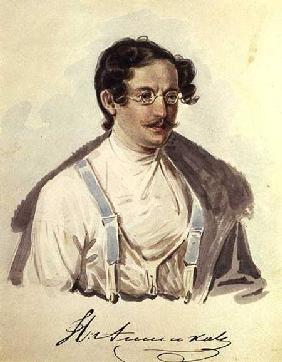 Portrait of Ivan Annenkov (1802-78) in Peter Prison 1836  on