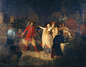 Die Grossfürstin Sophia zerreist den Gürtel von Wassily Kossoy von Nikolai Dmitrievich Dmitriev-Orenburgsky