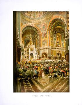 Einweihung der Christ-Erlöser-Kathedrale. Die Krönung des Kaisers Alexander III. und Kaiserin Maria  1883