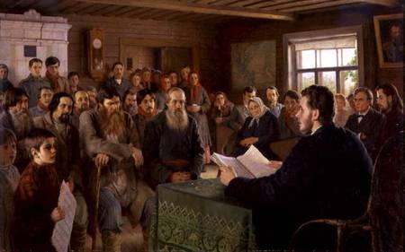 The Village Meeting von Nikolai Petrovich Bogdanov-Belsky
