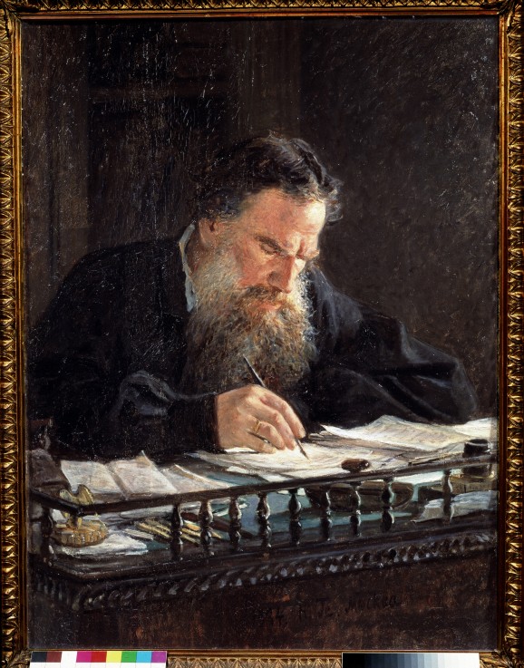 Porträt des Schriftstellers Leo N. Tolstoi (1828-1910) von Nikolai Nikolajewitsch Ge