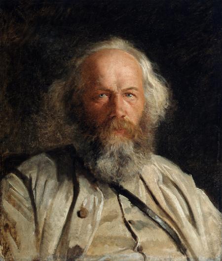 Porträt des Theoretikers des Anarchismus Michail A. Bakunin (1814-1876) 1871