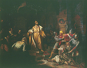 Zar Iwan III. und der tatarische Khan von Nikolaj Semenowitsch Shustov