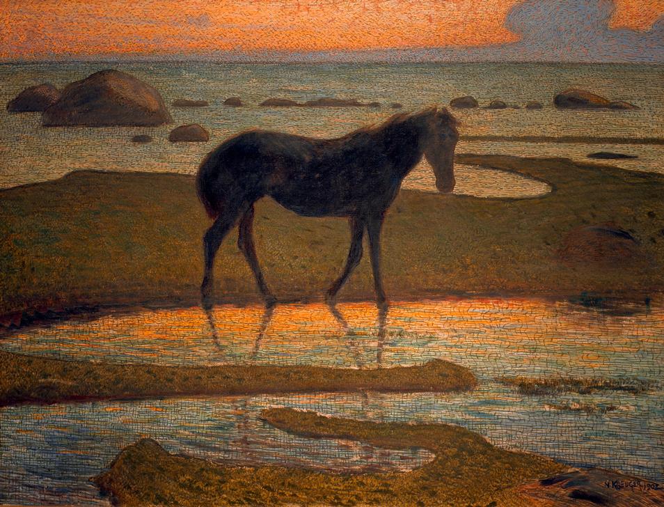Pferd am Strand (Sommernacht) von Nils Edvard Kreuger