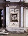 The first courtyard, detail of an antique low relief from the collection of Giulio III, incorporated C14th