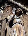 Detail of one of St. Nicaise's angels, sculpture from exterior West Facade, 14th century (stone) 1843