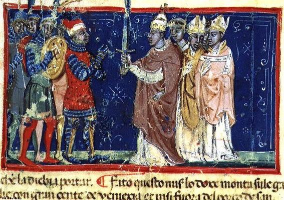 Codex Correr I 383 Pope Alexander III (1105-81) presents the sword to Doge Sebastiano Ziani, Venetia von 