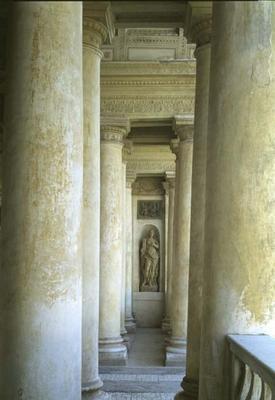 The Loggia di Davide (or D'Onore) interior showing columns of the garden facade designed by Giulio R von 