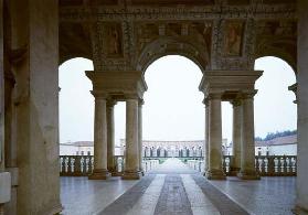 The Loggia di Davide (or D'Onore) designed by Giulio Romano (1499-1546), 1524-34, looking through to 16th