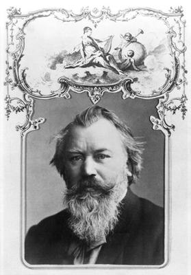 Johannes Brahms (1833-97) (b/w photo set in a decorative card surround) von 