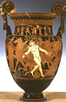 Red and white figure volute krater depicting the death of Talos, the bronze giant who guarded the Cr von 