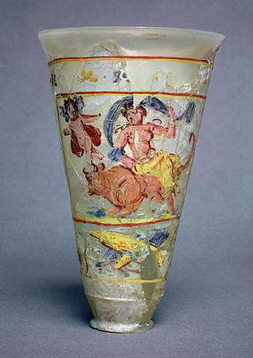 Vase with painted decoration depicting Europa and the Bull, Roman (glass) (see also 98005) von 