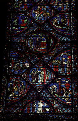 Scenes from the Life of Charlemagne (747-814) from the ambulatory, c.1215-35 (stained glass) (see al von 