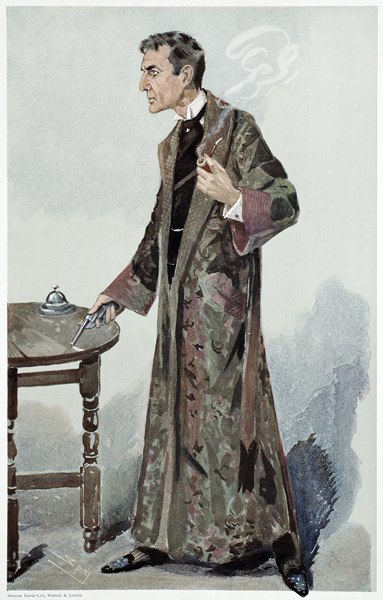 Sherlock Holmes, Cartoon from Vanity Fair of the Actor William Gillette von 