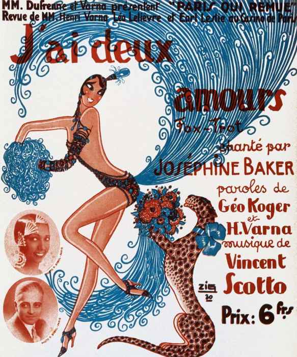 Affiche de spectacle : J'ai deux amours, chanté par Josephine Baker von 