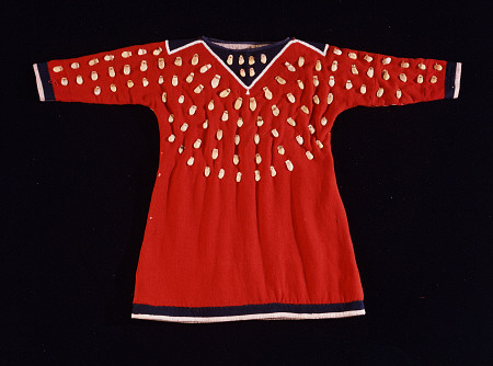 A Crow Cloth Child''s Dress In Red Wool Decorated With Elk Teeth von 