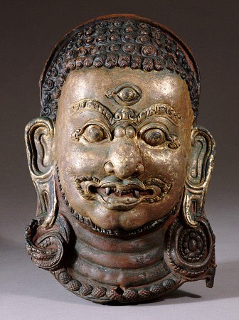 A Fine Nepalese Copper Repousse Mask Of Bhairava, 17th Century von 