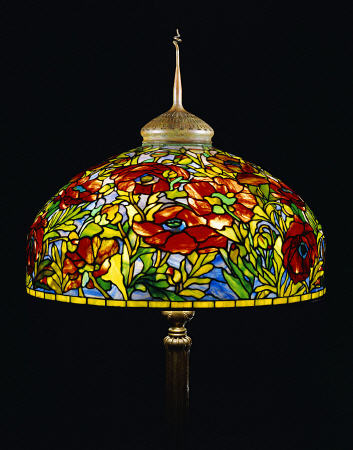 A Fine Poppy Leaded Glass And Bronze Floor Lamp By Tiffany Studios von 