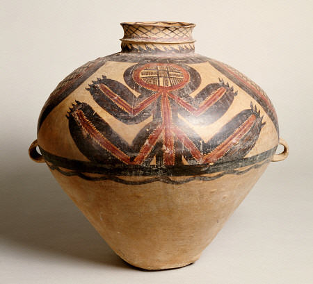 A Large Gansu Neolithic Pottery Two-Handled Jar von 