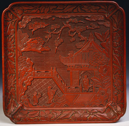 A Ming Red Lacquer Shaped Square Tray, 16th Century von 