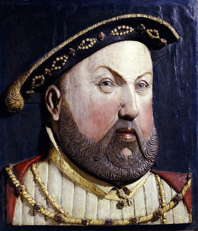 An Augsberg Polychrome Limewood Relief Of Henry Viii, After Hans Holbein The Younger, Mid 16th Centu von 