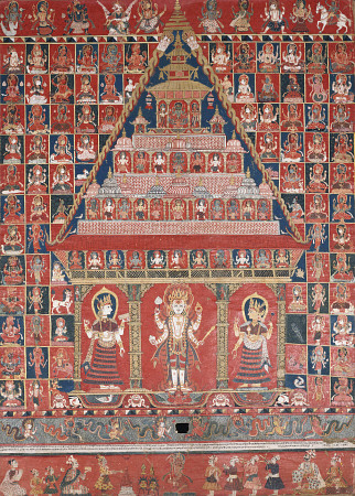 A Nepalese Paubha Depicting A Visnu Shrine, Dated 1716 von 