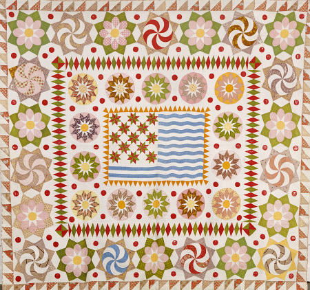 A Pieced And Appliqued Cotton Quilted Coverlet, von 