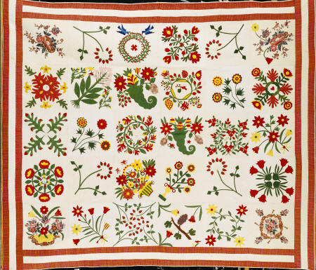 A Pieced, Appliqued And Trapunto Cotton Quilted Coverlet Made For Mary Wilkins, Baltimore, Dated 184 von 