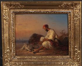Araber mit seinem Pferd 1843