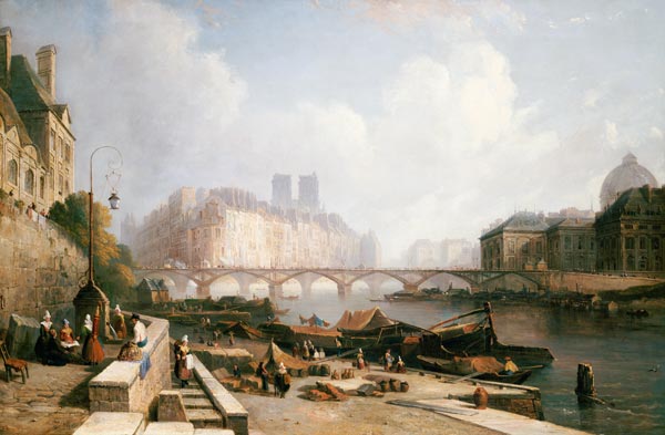 A View Of Ile De La Cite, Paris, From The Quai Du Louvre With The Pont Des Arts And The Pont Neuf In von 