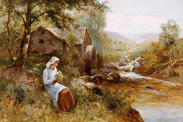 A Young Girl Picking Spring Flowers von 