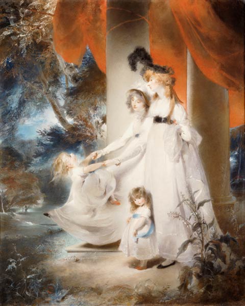 Portrait Of Mrs Ayscoghe  Boucherett With Her Two Eldest Children, Emilia And Ayscoghe, And Her Half von 