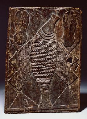A Baule Door, Anuan,  Carved In Relief With A Fish