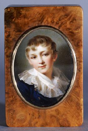 A Birch Wood Box, The Cover Set With A Portrait Of Alexander Pavlovich (1777-1825), Later Tsar Alexa