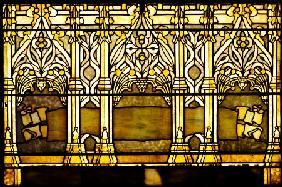 A ''Jeweled'' Leaded Glass Window, One Of A Pair