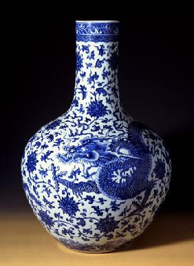 A Magnificent Blue And White Massive ''Dragon'' Bottle Vase