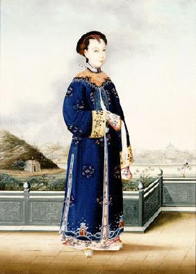 An Elegantly Dressed Chinese Hong Merchant''s Wife