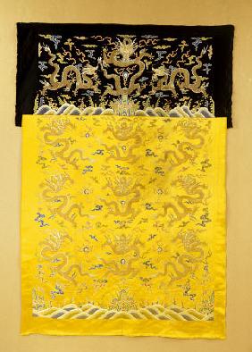 An Imperial Yellow Silk Brocade Cloth Of State, Qianlong Period (1735-1796)