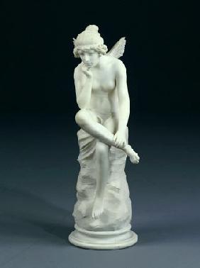 An Italian White Marble Figure Of A Winged Nymph, Late 19th Century