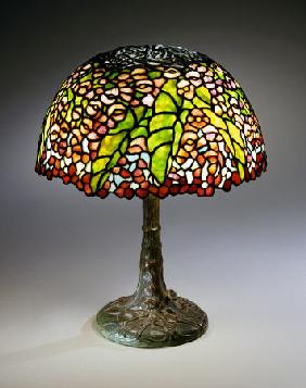 A ''Pony Begonia'' Leaded Glass And Bronze Table Lamp