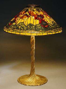 A ''Poppy'' Leaded Glass And Bronze Table Lamp
