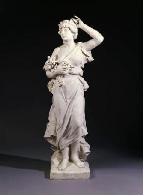 A Set Of Four Italian White Marble Figures Emblematic Of The Seasons -Spring, Late 19th Century