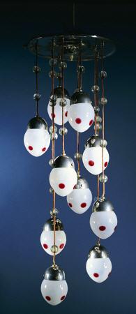 A Wiener Werkstatte Chromed Metal And Glass Hanging Light Design Attributed To Koloman Moser (1868-1