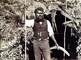 Aborigine with a Boomerang, c.1860s (sepia photo)