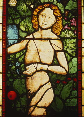 Adam in Paradise, 15th century (stained glass) (detail of 105618) von 