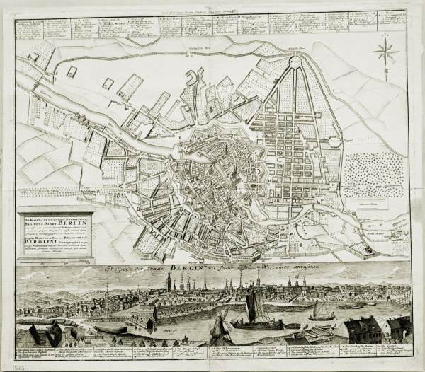 Berlin, Stadtplan u.Ansicht 1737 von 